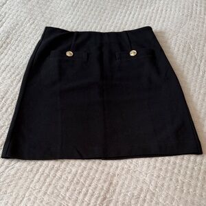 Ann Taylor Gold Button Black Mini Skirt Size 4